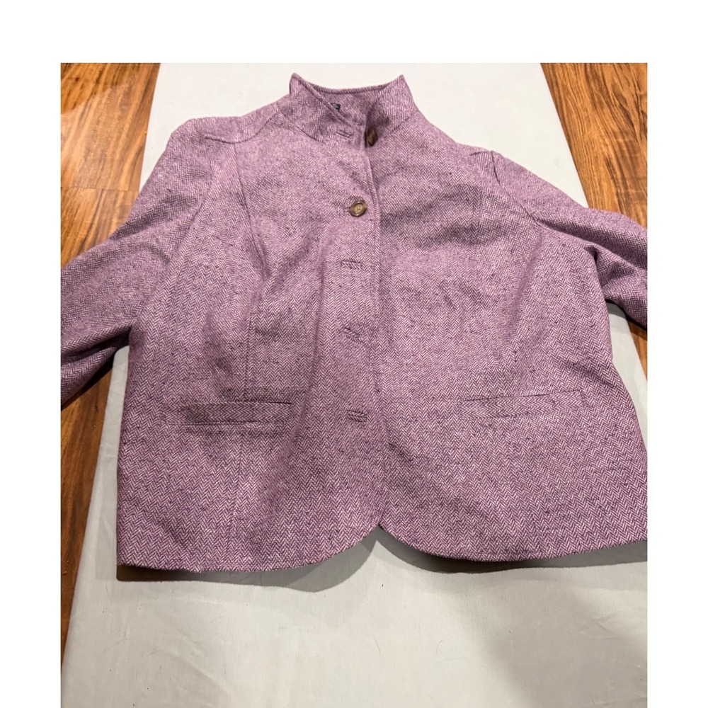 Classic Womens Lands End Herringbone Blazer 20W/P Purple